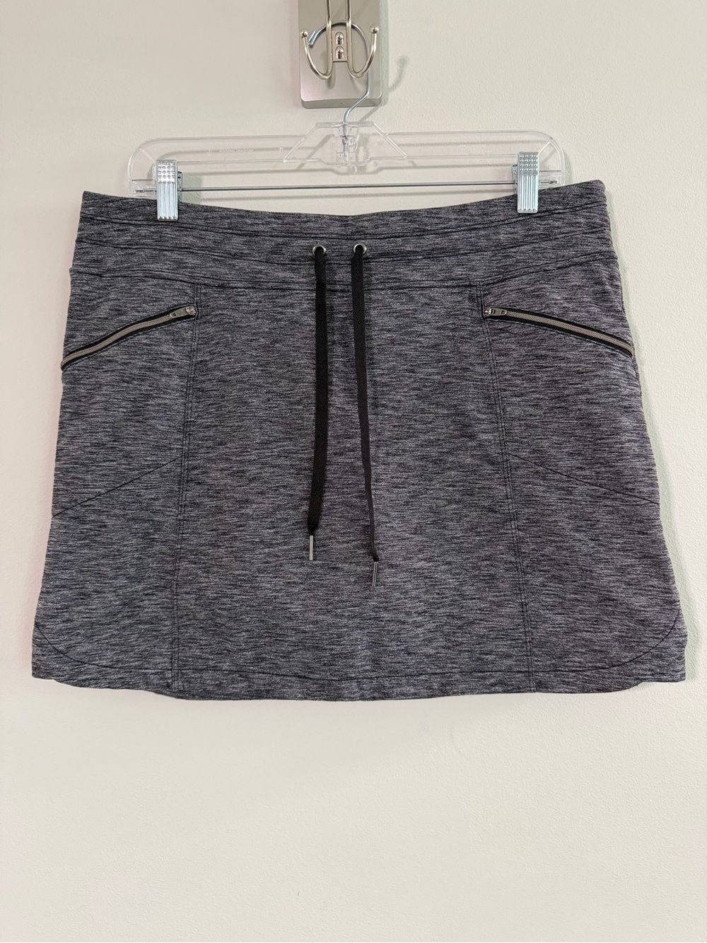 Athleta Skort Drawstring Zip Pockets Heather Gray Pickleball Women’s Size Large